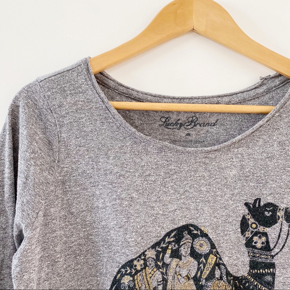 • LUCKY BRAND Black & Gold Camel tee •